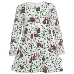 PaaPii Morning Twirly Dress - Long Sleeve - Sand/Green (Only 2 left! 3-4 & 4-5y)