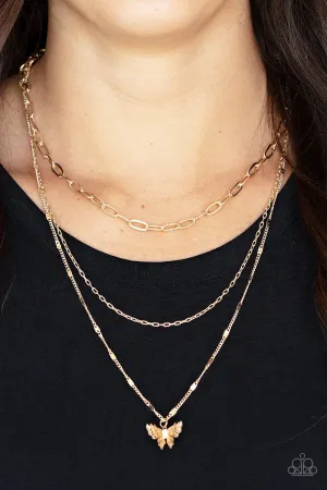 Paparazzi Bountiful Butterflies - Gold Butterfly Necklace