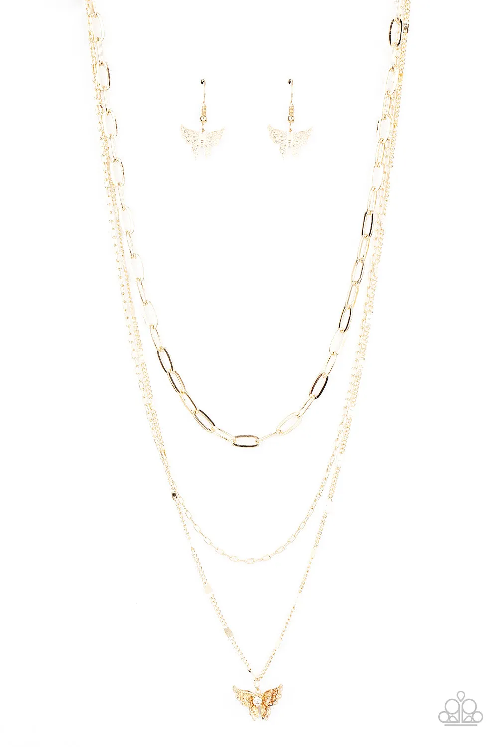 Paparazzi Bountiful Butterflies - Gold Butterfly Necklace