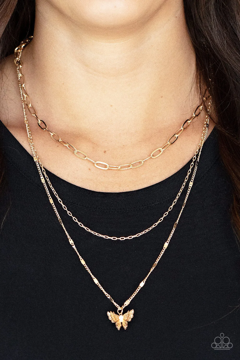 Paparazzi Bountiful Butterflies - Gold Butterfly Necklace