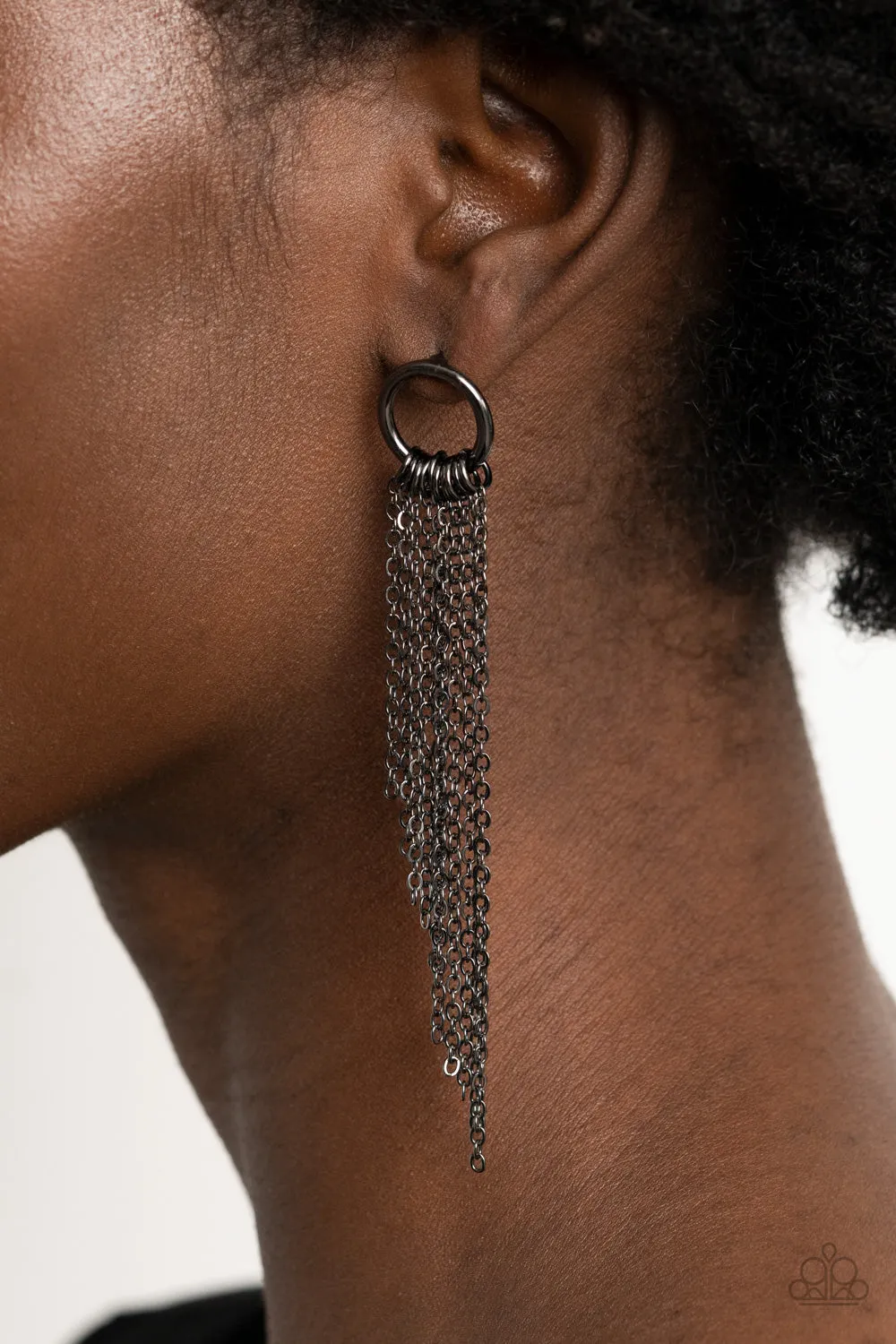 Paparazzi Divinely Dipping - Black Earrings