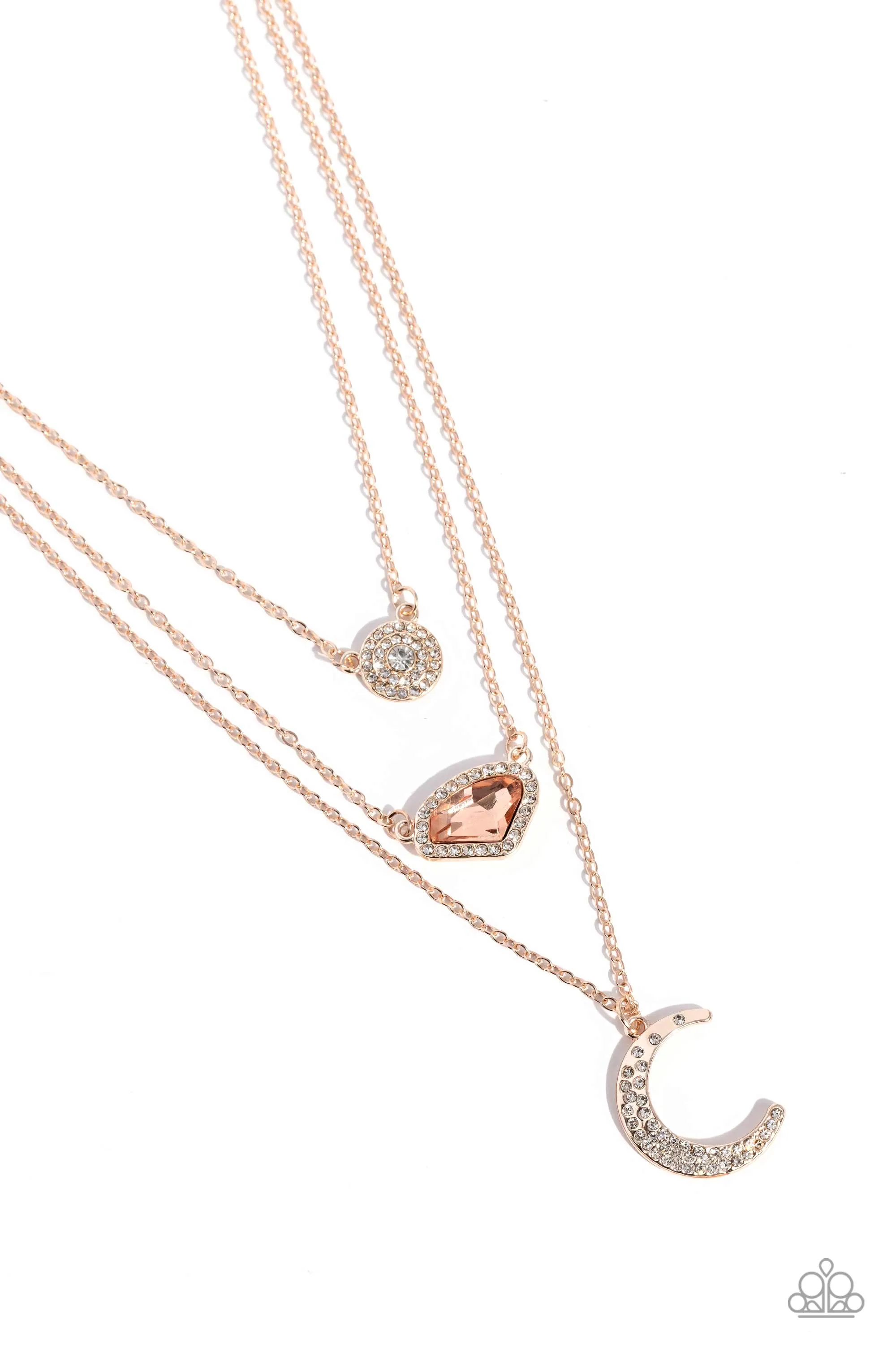 Paparazzi Lunar Lineup - Rose Gold Necklace