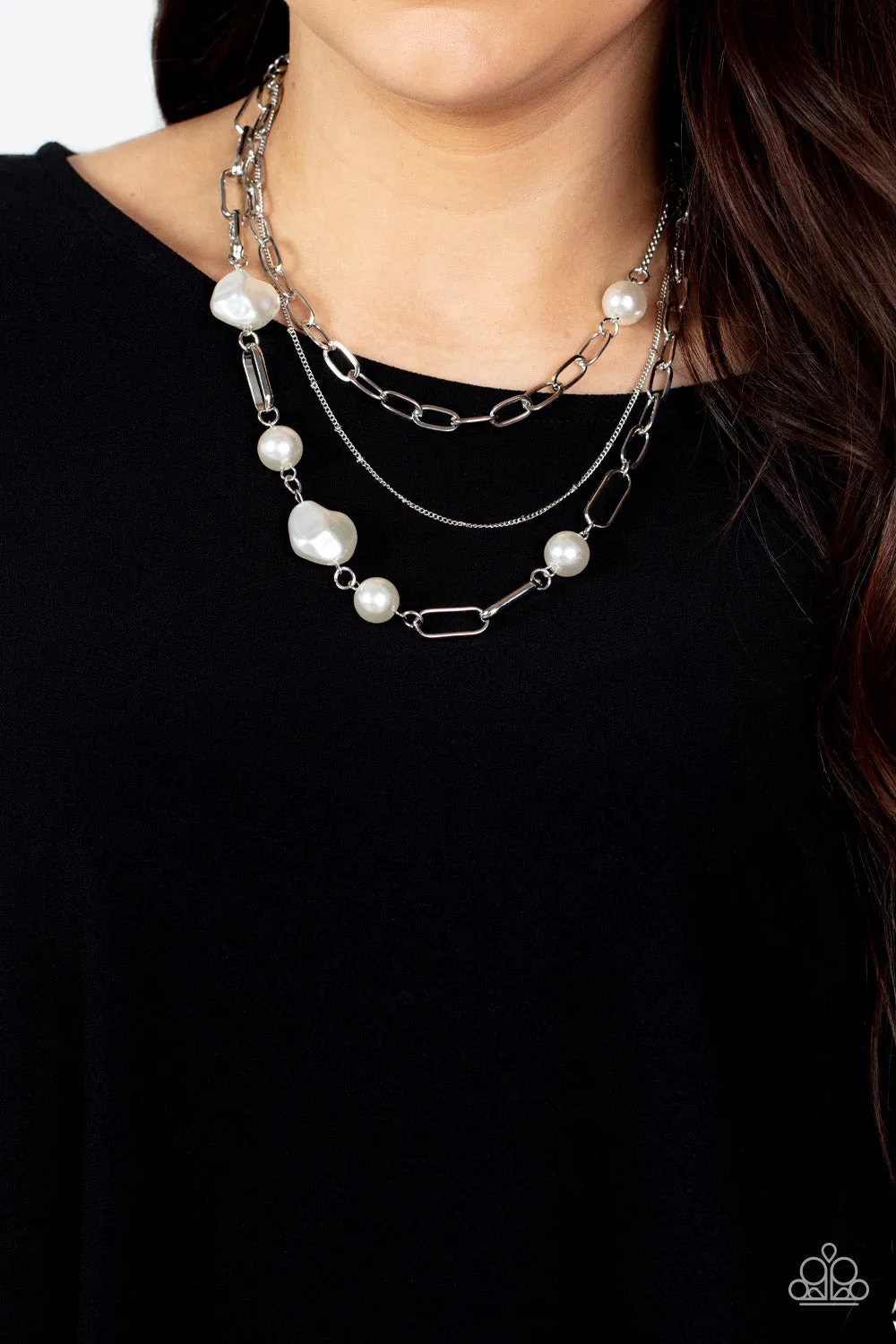 Paparazzi Modern Innovation - White Pearl Necklace