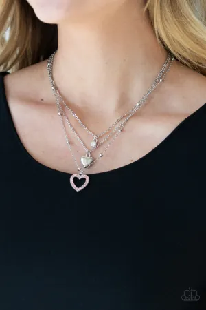 Paparazzi Never Miss a Beat - Pink Multi Layered Heart Necklace