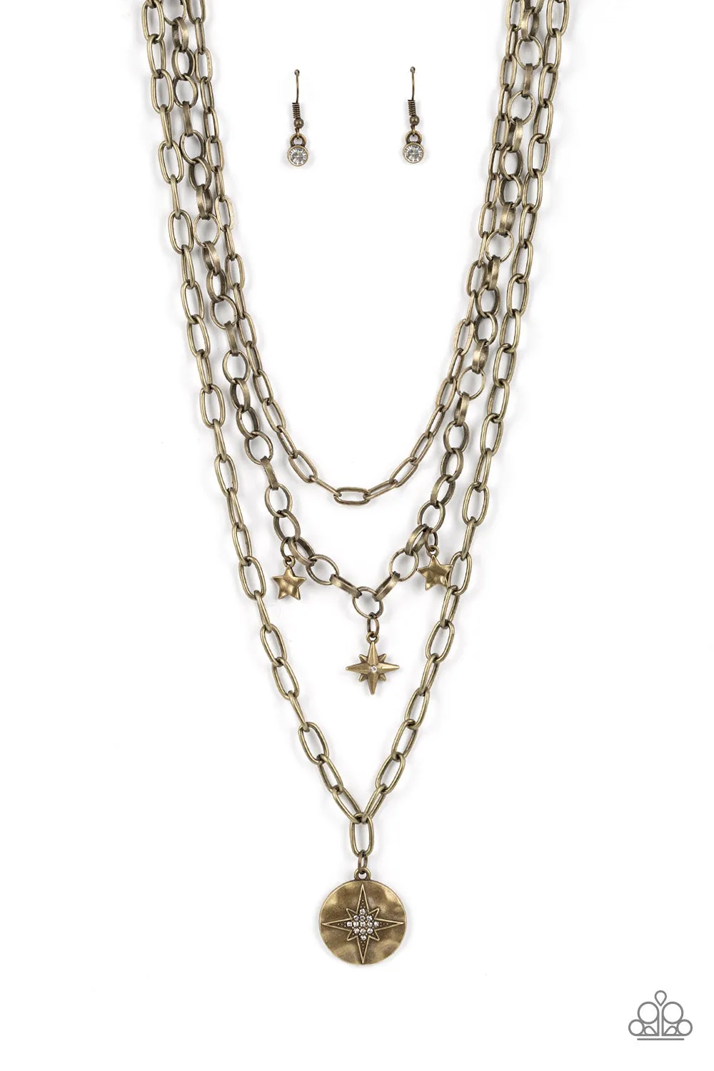 Paparazzi Under the Northern Lights Necklace Brass & True North Twinkle Bracelet Brass