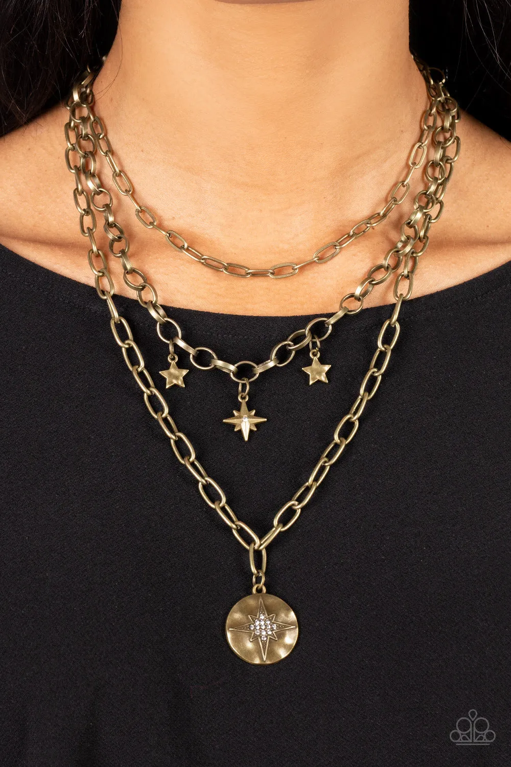 Paparazzi Under the Northern Lights Necklace Brass & True North Twinkle Bracelet Brass