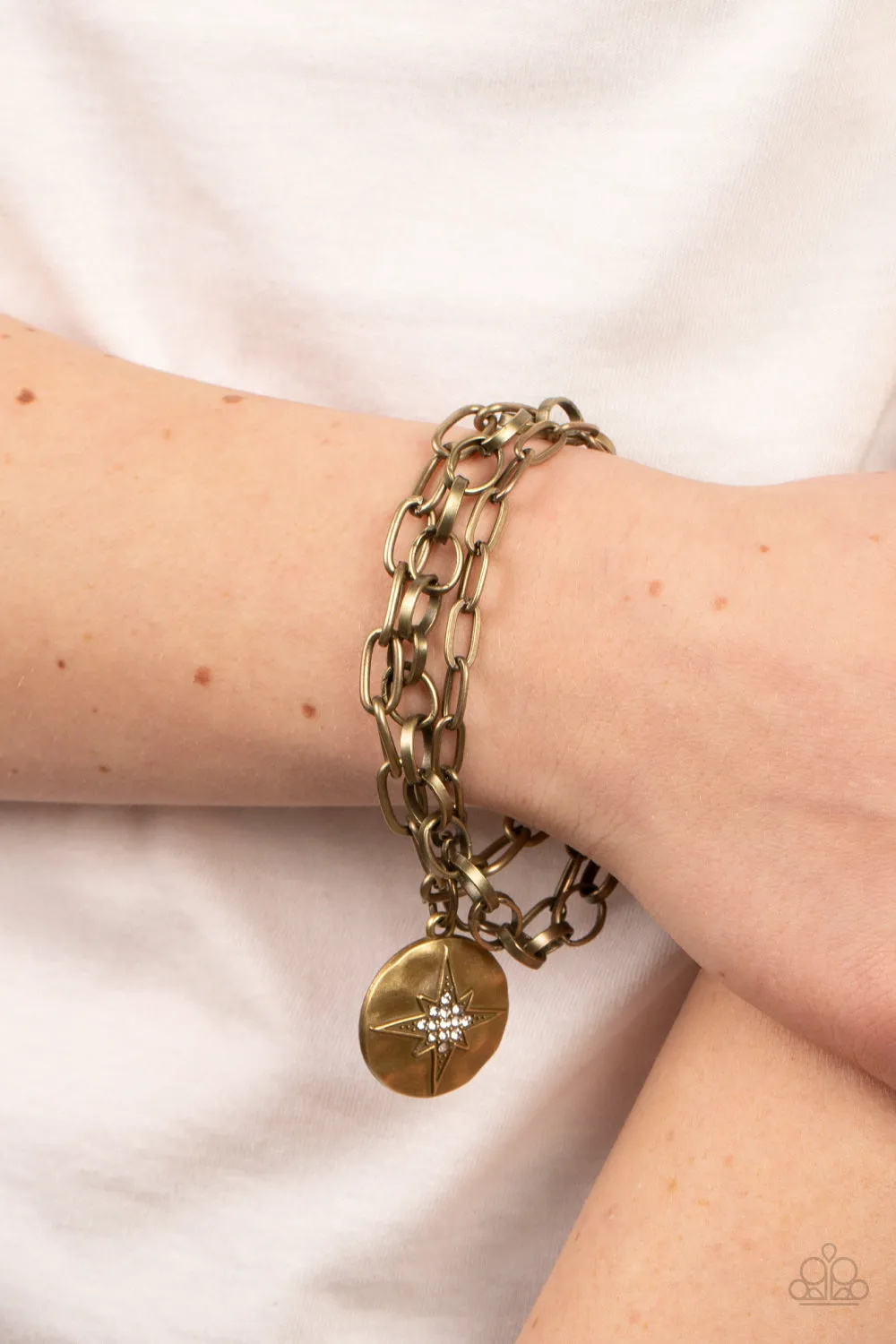 Paparazzi Under the Northern Lights Necklace Brass & True North Twinkle Bracelet Brass