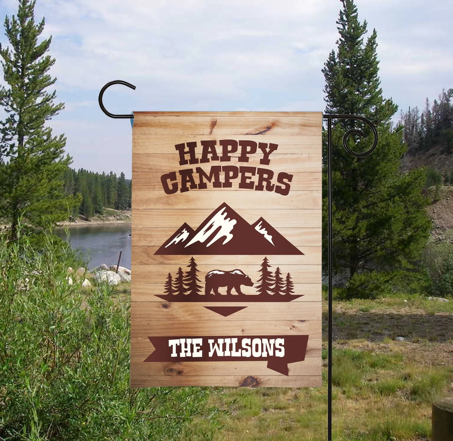 Personalized Camping Flag - Happy Campers - Forest Nature