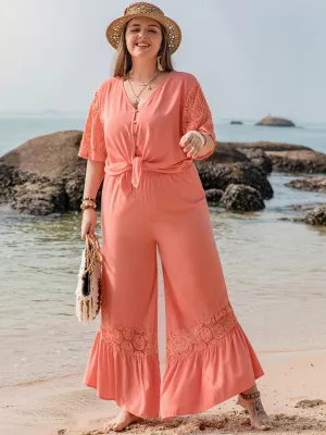 Plus Button Up Top and Pants Set