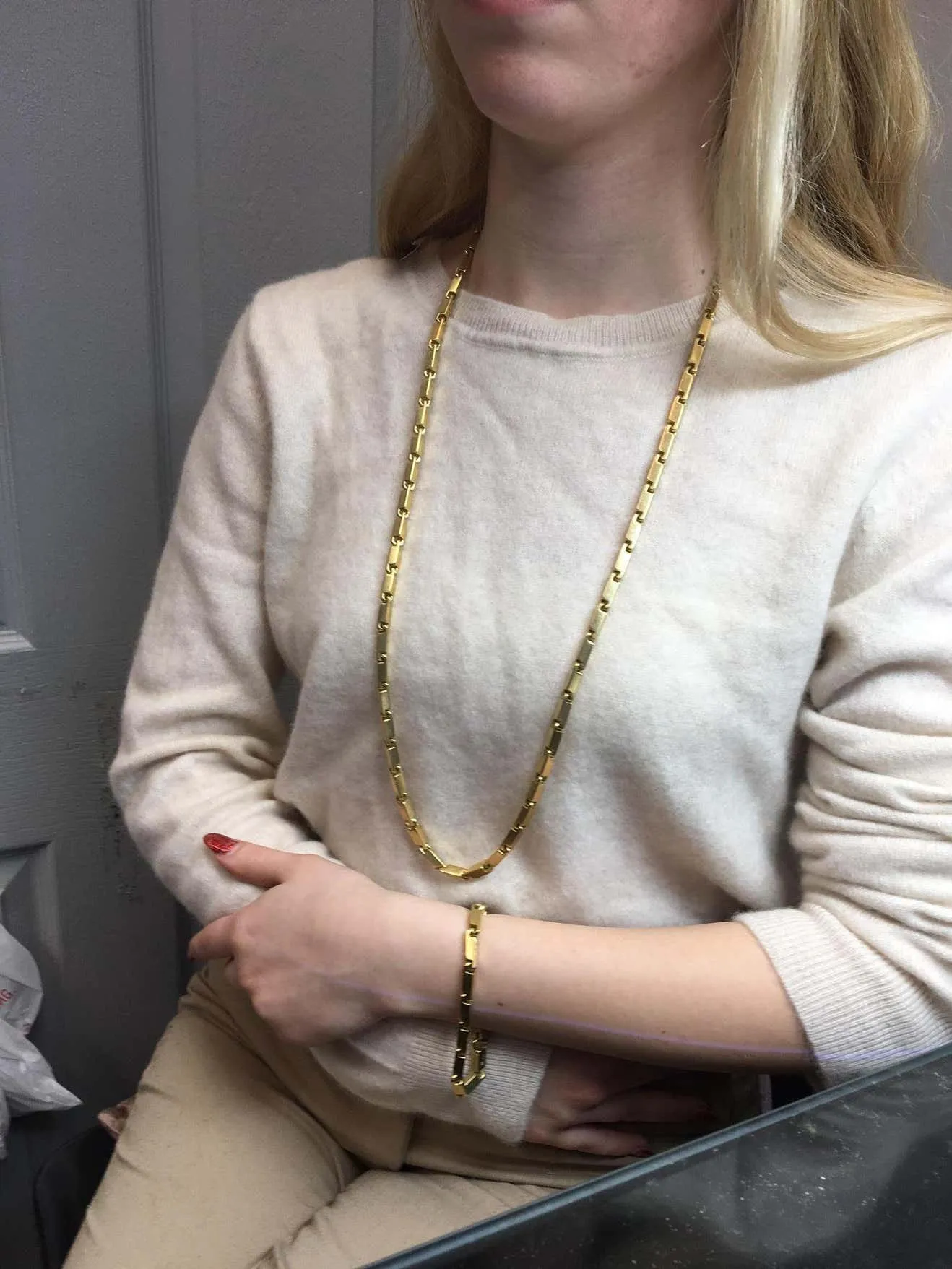 Pomellato 18 Karat Long Link Chain Necklace Bracelet Combination