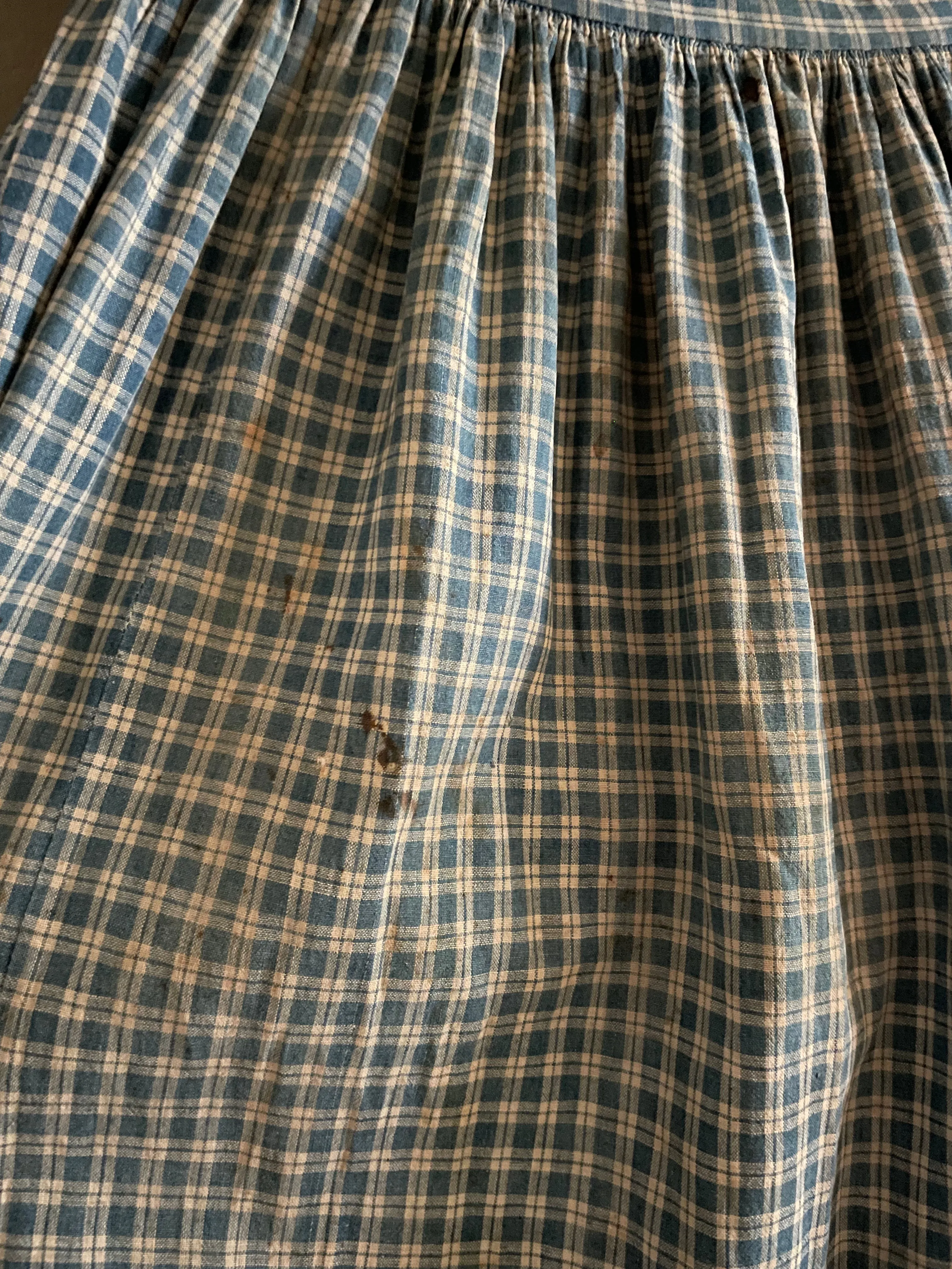Primitive Late 19th C Gingham Homepsun Apron