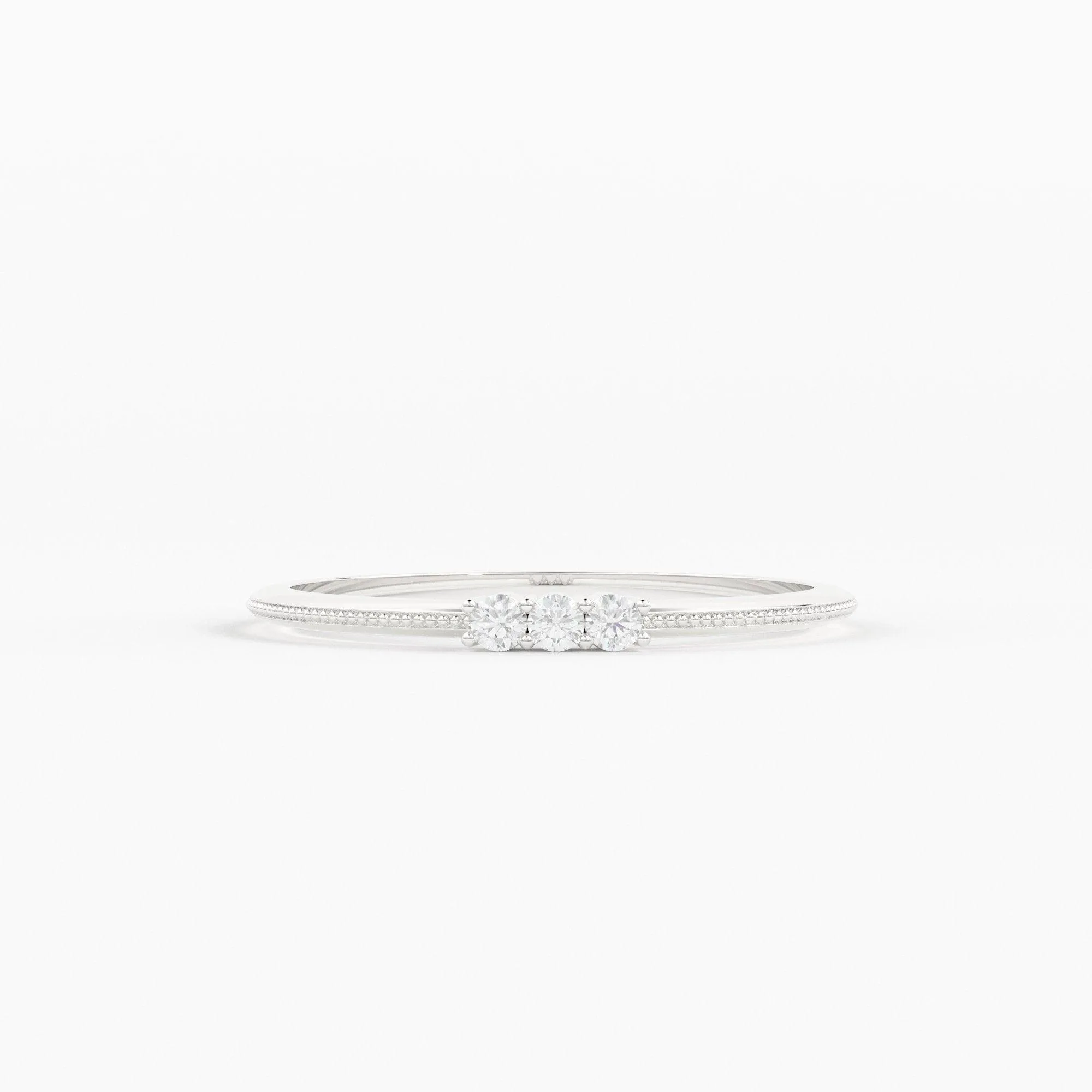 Promise Ring / 14k 3 Stone Diamond Ring / Minimalist Diamond Ring / Dainty Minimal Diamond Ring / Thin Gold Diamond Stacking Ring / Gift