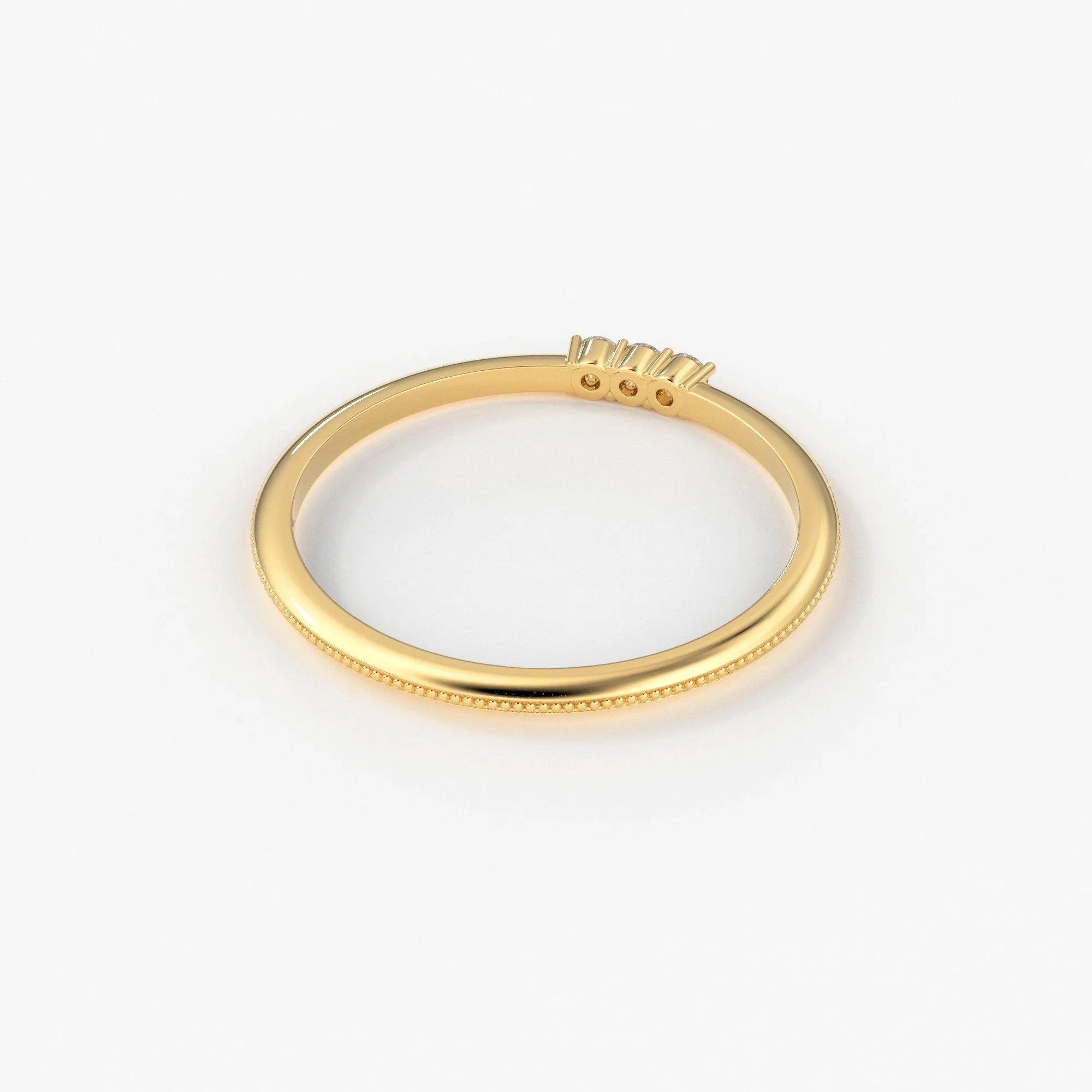 Promise Ring / 14k 3 Stone Diamond Ring / Minimalist Diamond Ring / Dainty Minimal Diamond Ring / Thin Gold Diamond Stacking Ring / Gift