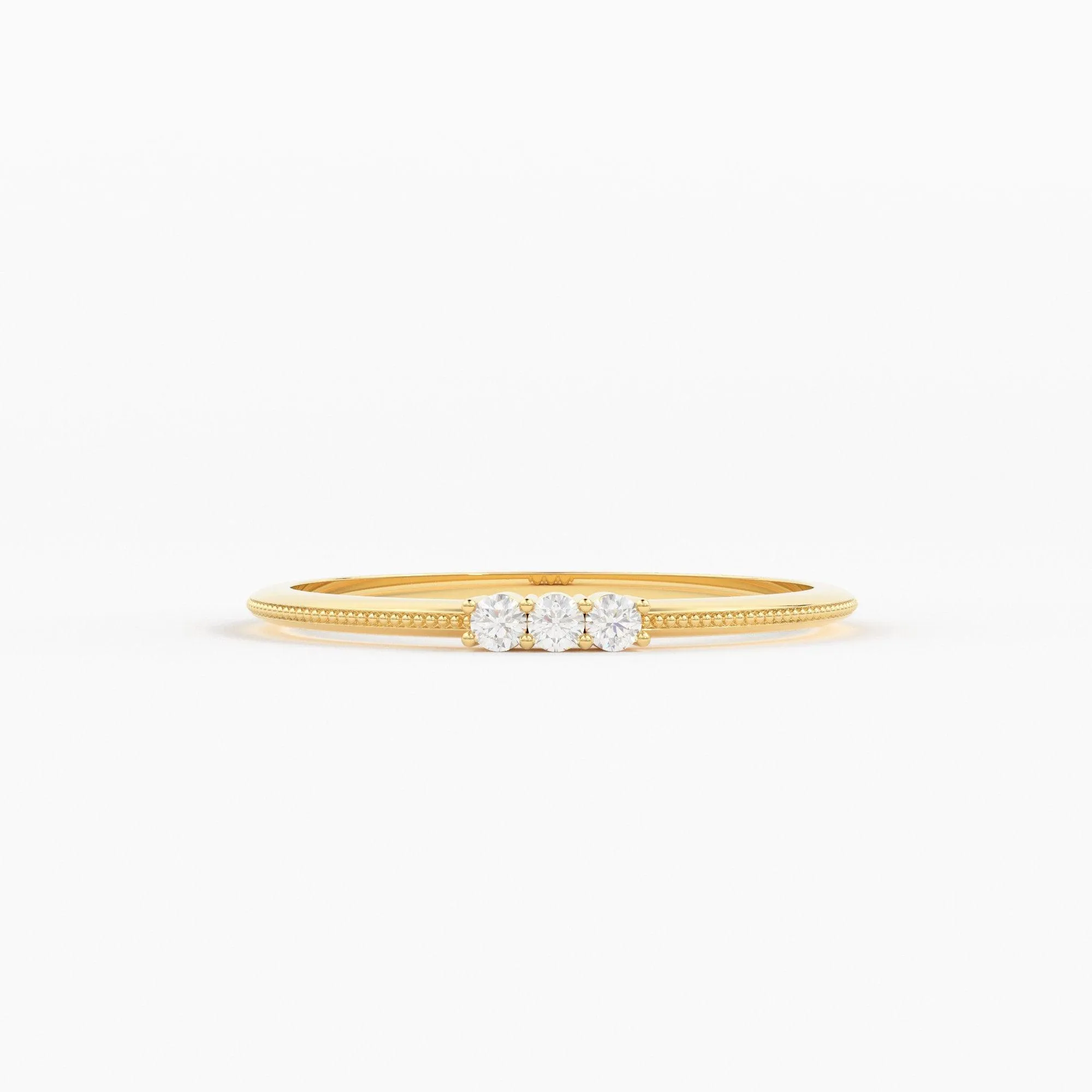 Promise Ring / 14k 3 Stone Diamond Ring / Minimalist Diamond Ring / Dainty Minimal Diamond Ring / Thin Gold Diamond Stacking Ring / Gift
