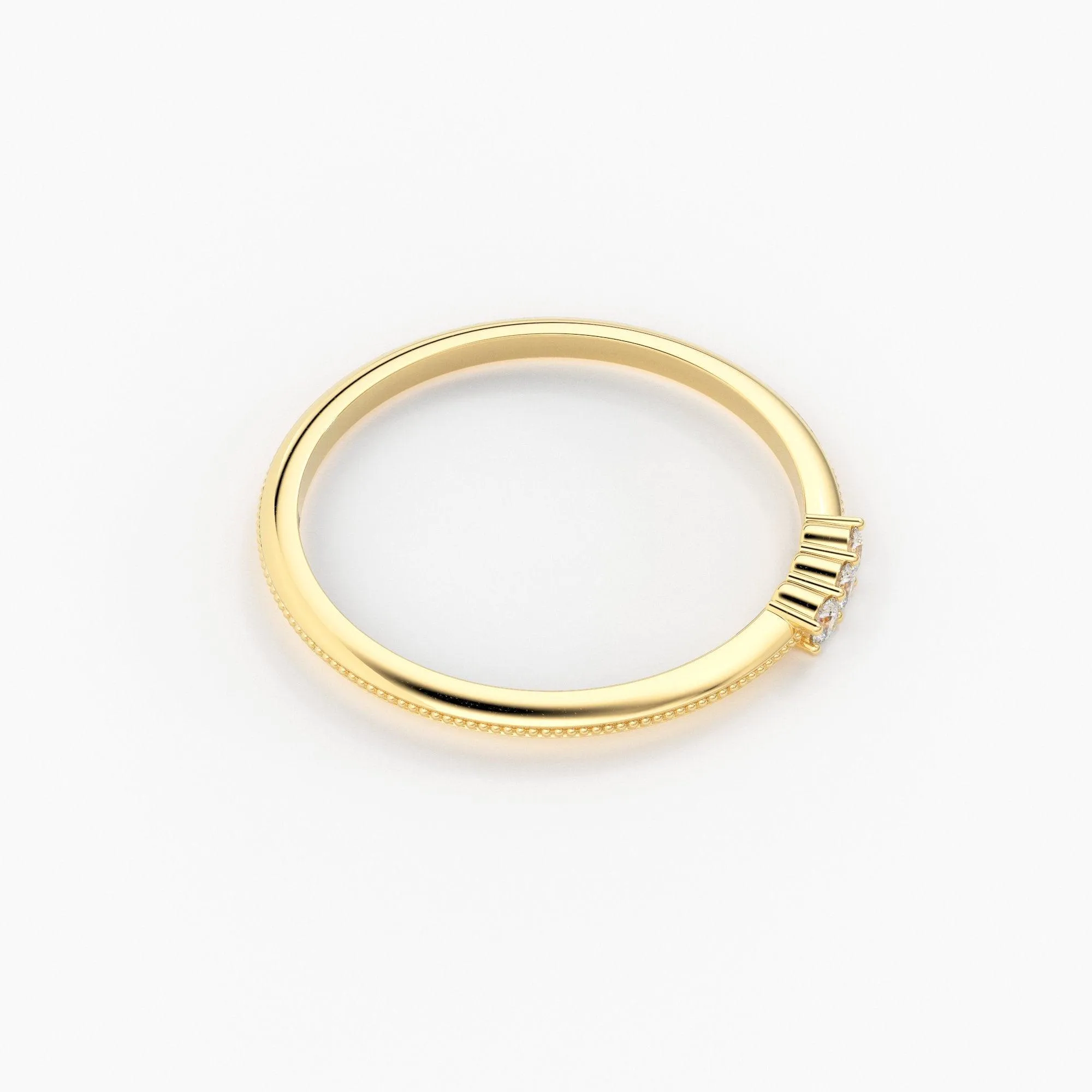 Promise Ring / 14k 3 Stone Diamond Ring / Minimalist Diamond Ring / Dainty Minimal Diamond Ring / Thin Gold Diamond Stacking Ring / Gift