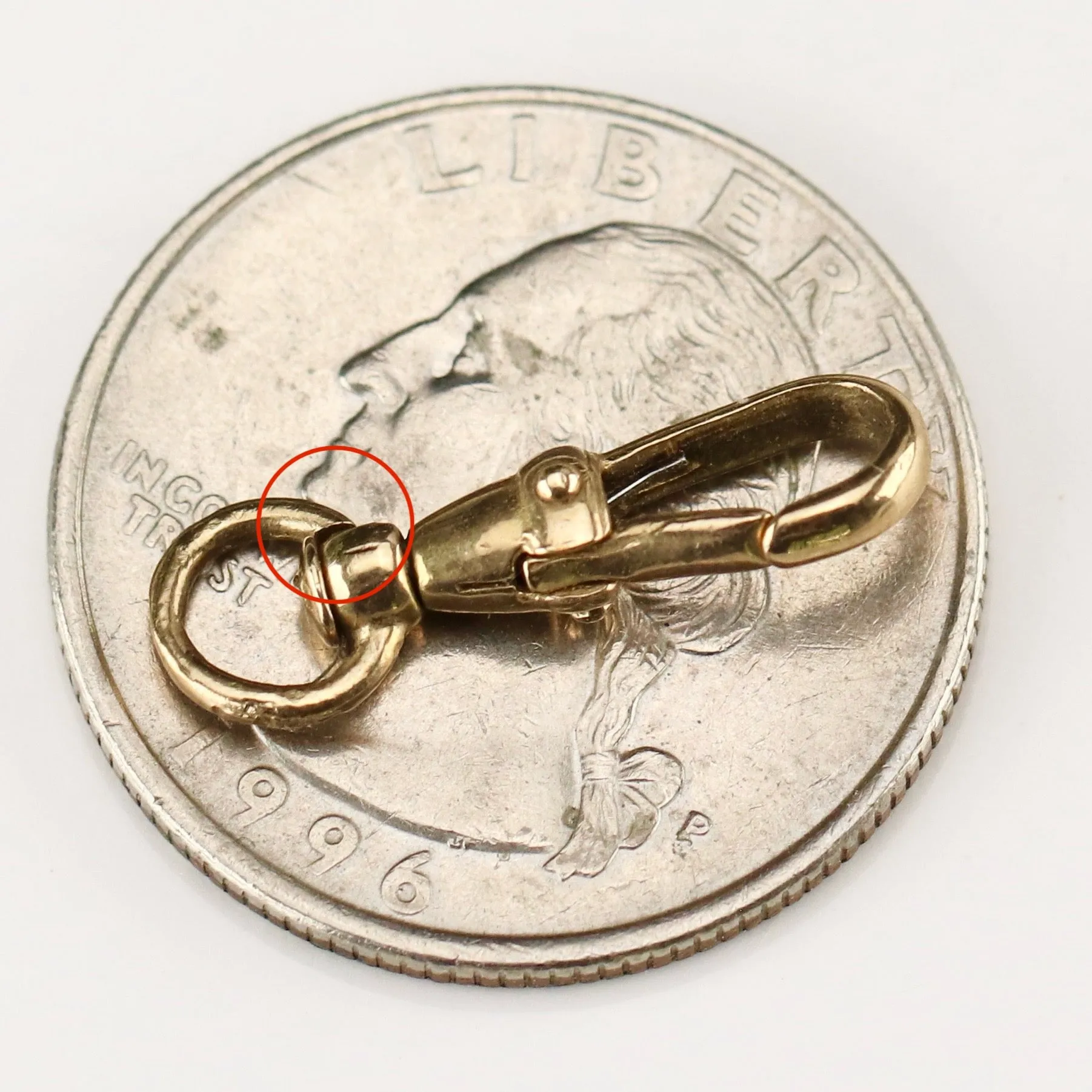 RESERVED FOR H: Vintage small yellow gold swivel dog clip
