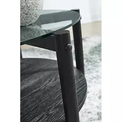 Round Glass Modern Coffee Table in Black