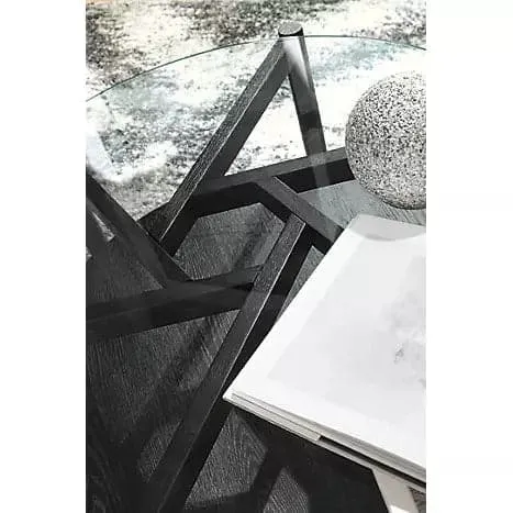 Round Glass Modern Coffee Table in Black