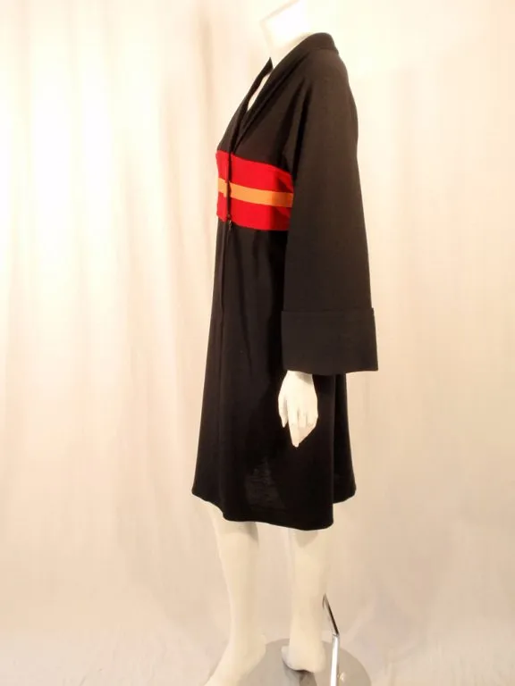 RUDI GERNREICH Vintage Wool Black, Red, and Orange Kabuki Dress
