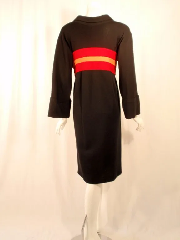 RUDI GERNREICH Vintage Wool Black, Red, and Orange Kabuki Dress