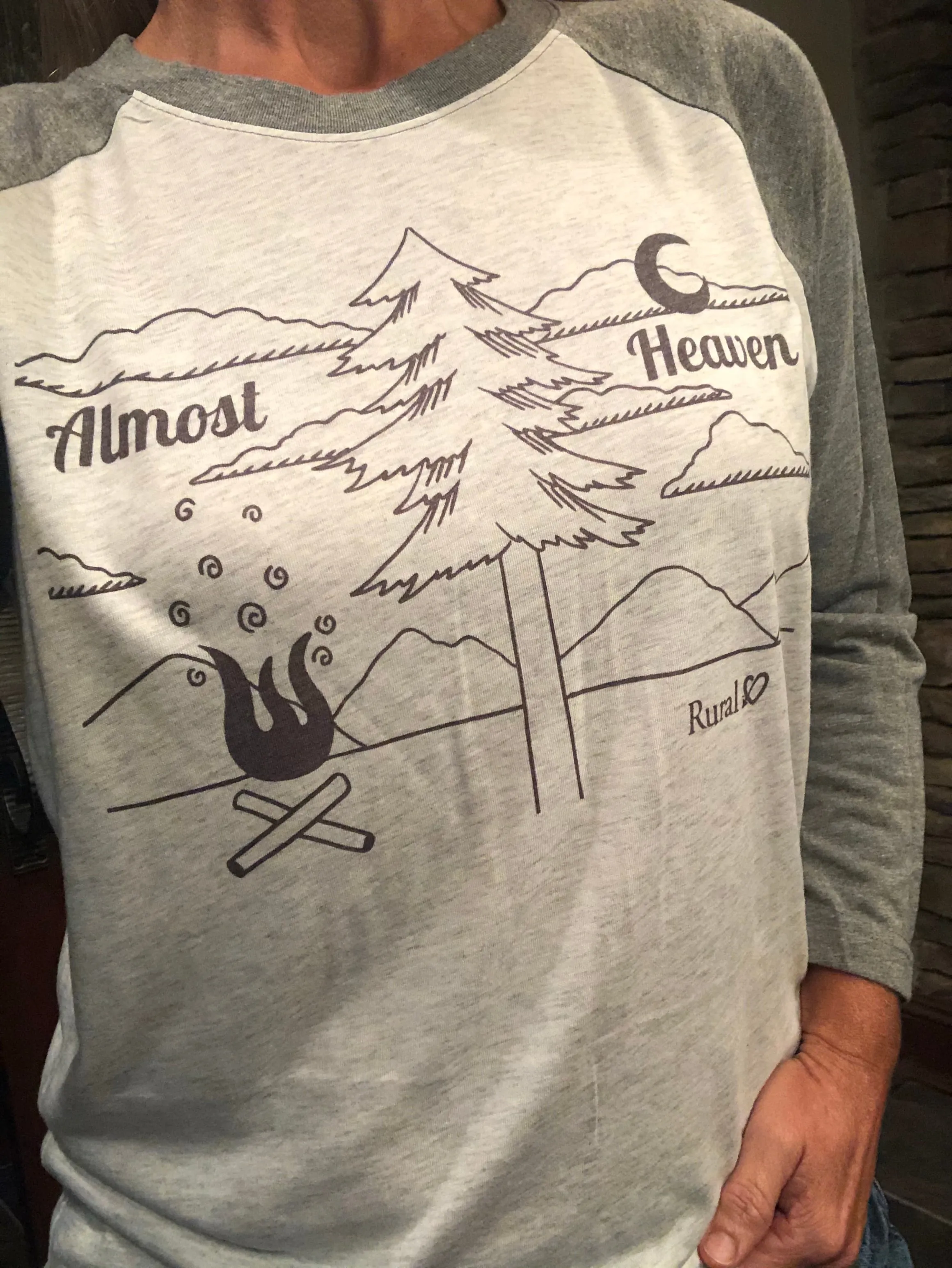 Rural Heart by Rene’ Earnhardt “Almost Heaven” baseball shirt.