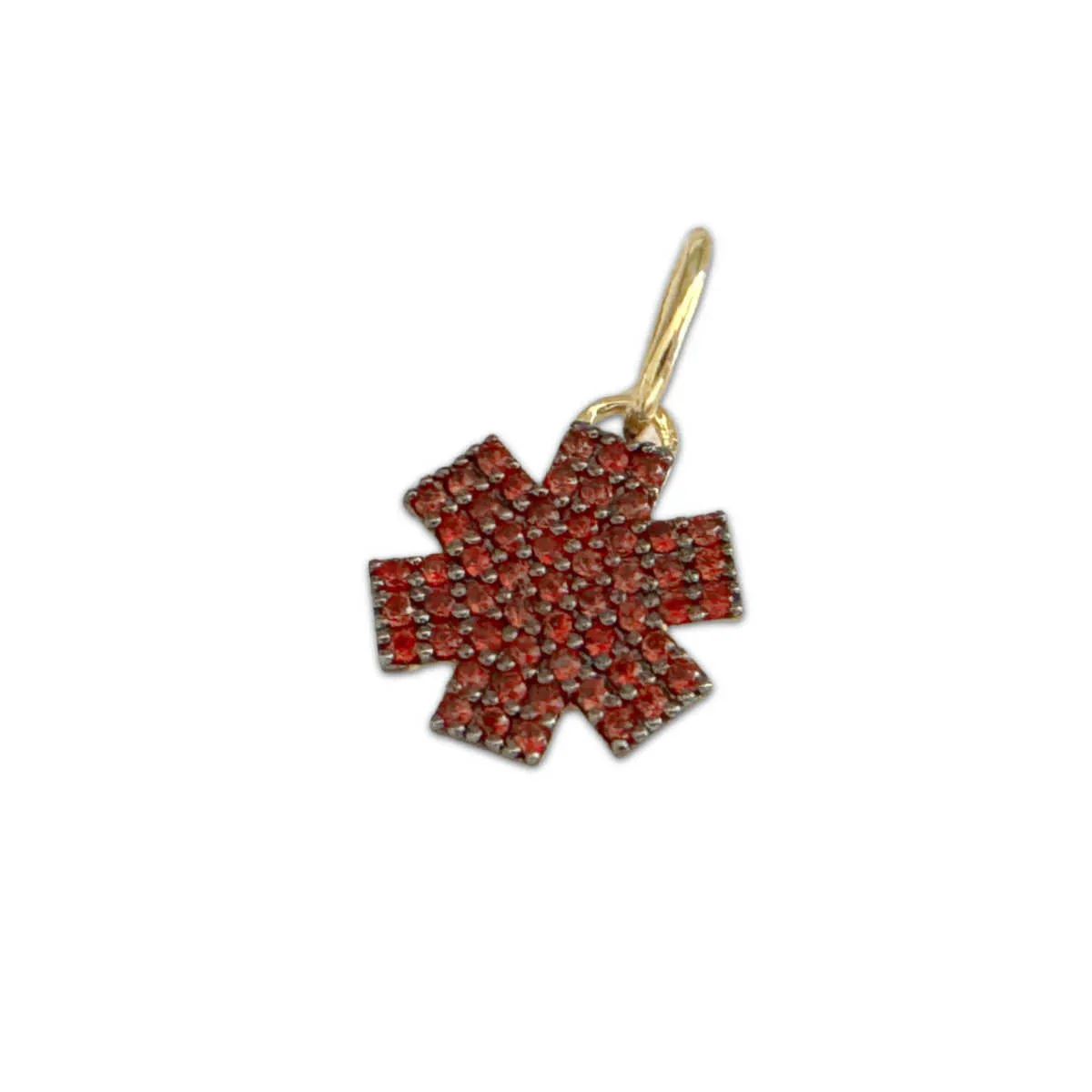 Seafood Allergy Medical ID Charms, Sterling Silver & Garnet