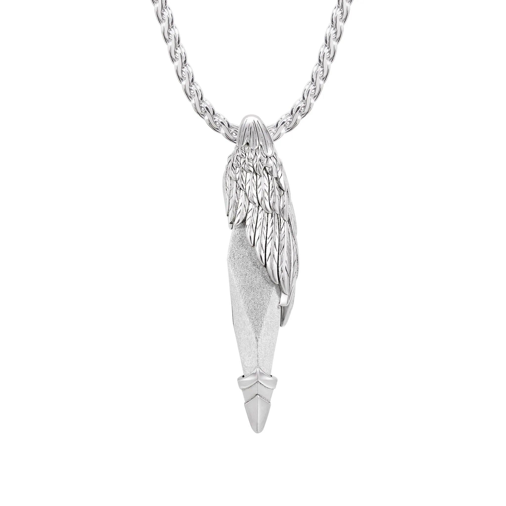 Seraph Wing Silver Obsidian Necklace