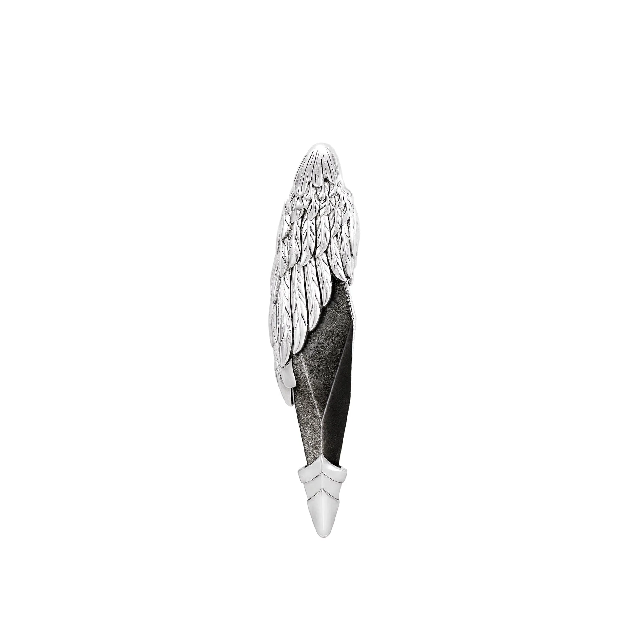 Seraph Wing Silver Obsidian Necklace