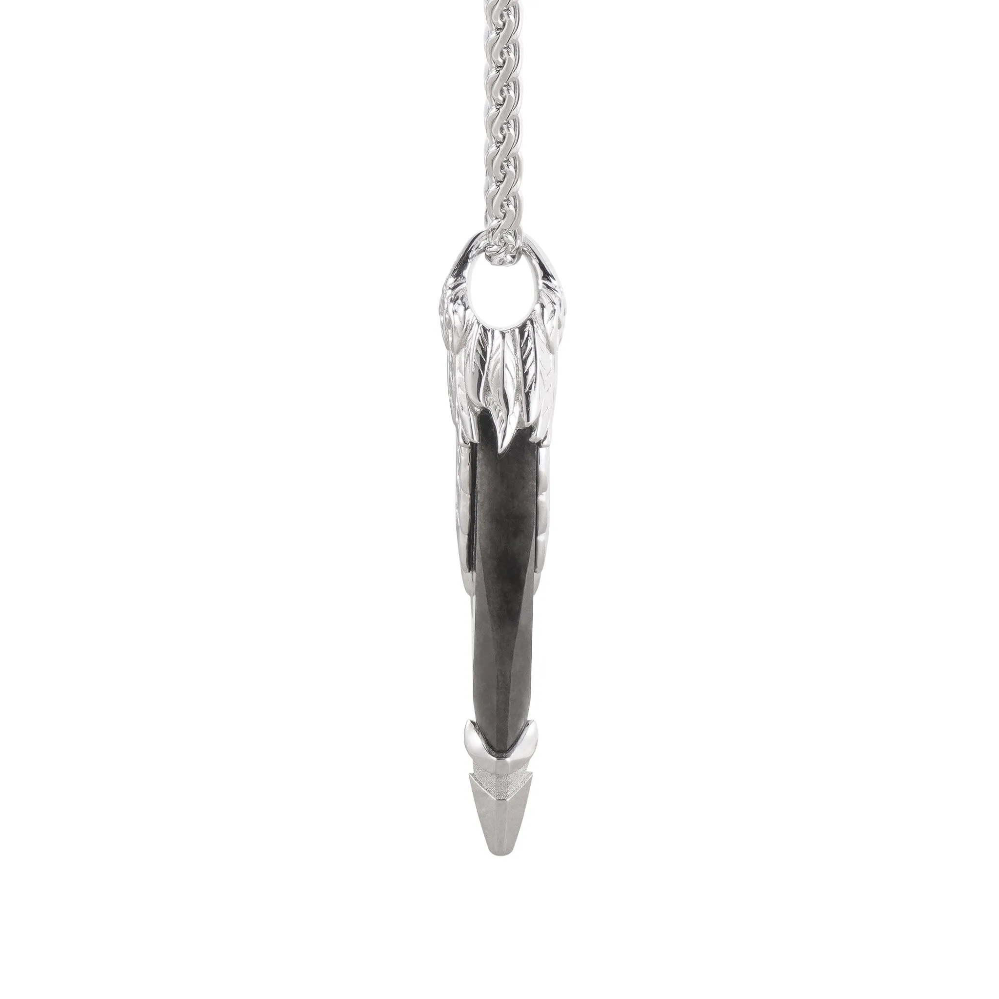 Seraph Wing Silver Obsidian Necklace