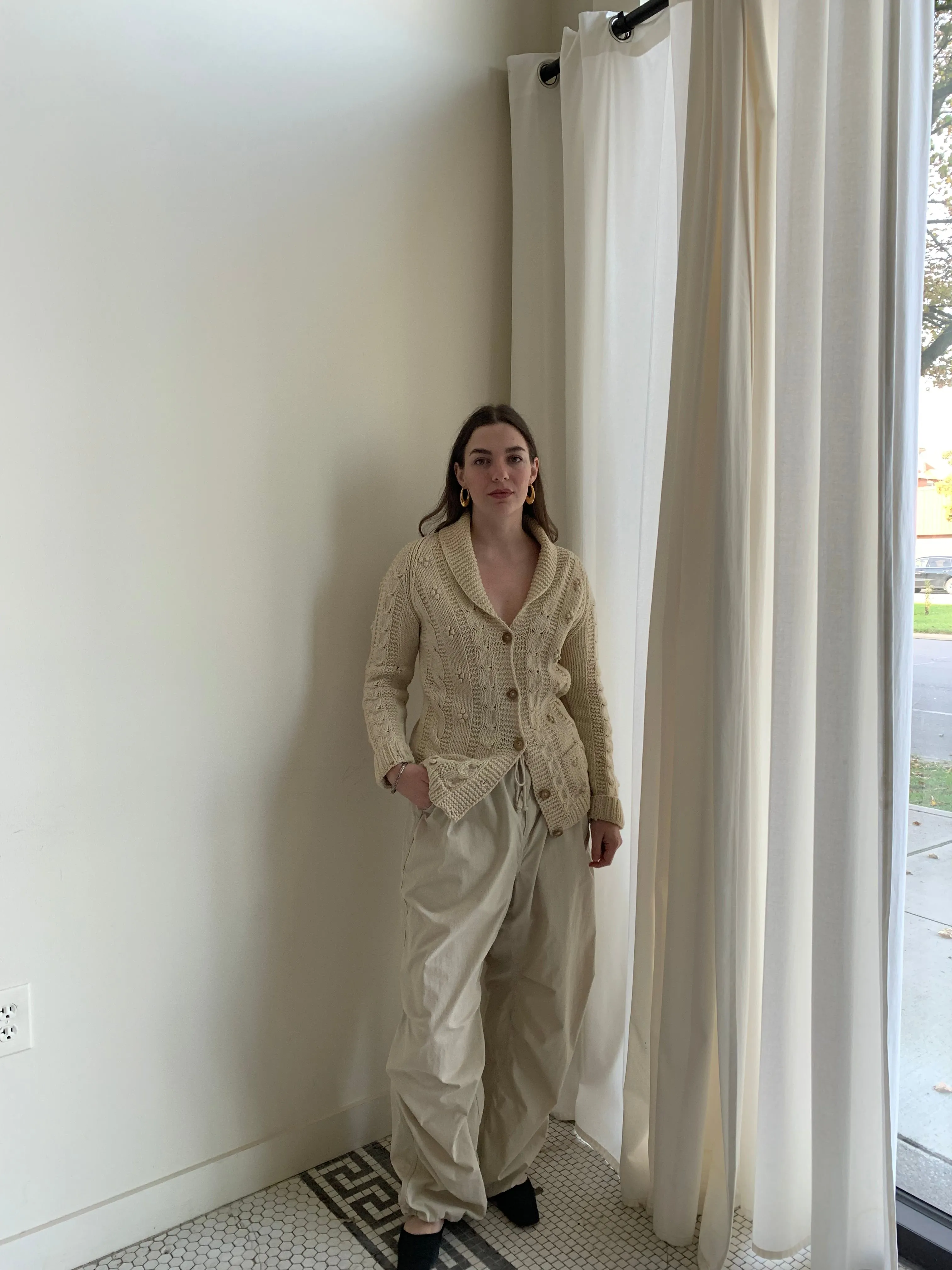 Shawl collar cardigan sweater