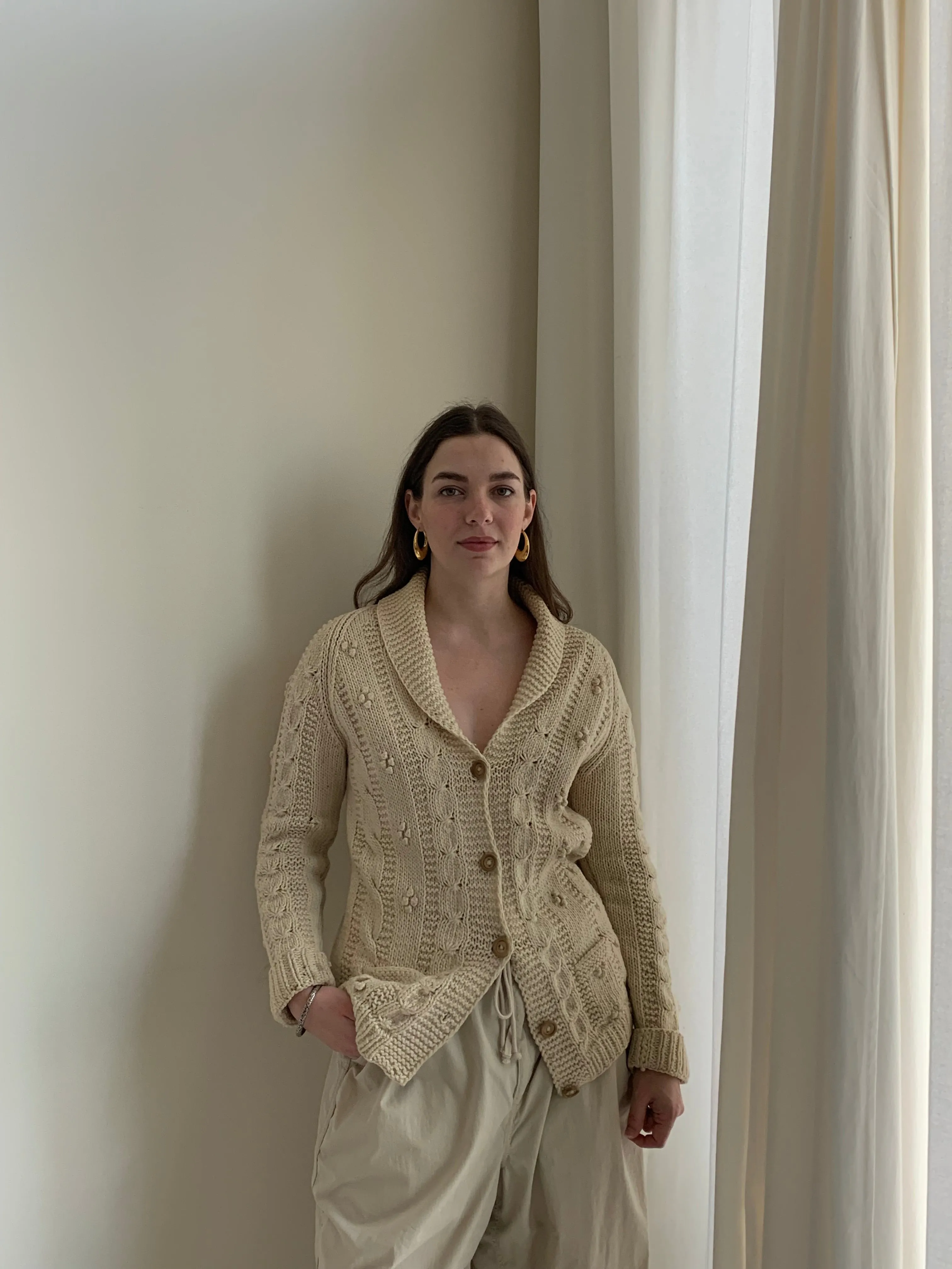 Shawl collar cardigan sweater