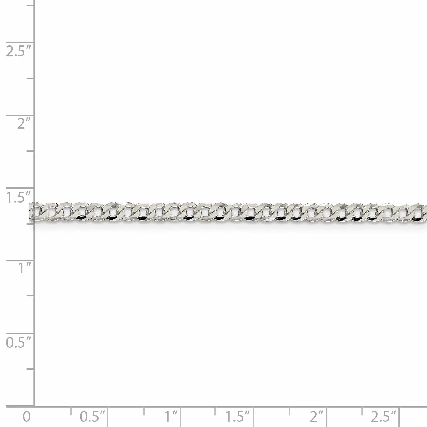 Silver 3.20-mm Solid Beveled Link Curb Chain