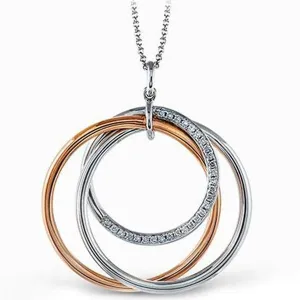 Simon G. Two-Tone Geometric Intertwined Circle Diamond Pendant