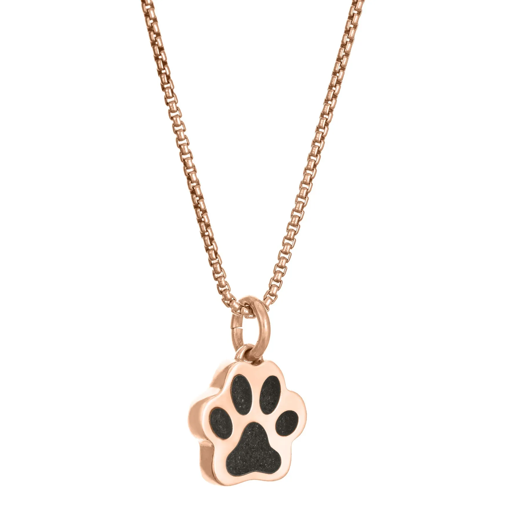 Small Paw Print Cremation Necklace in 14K Rose Gold