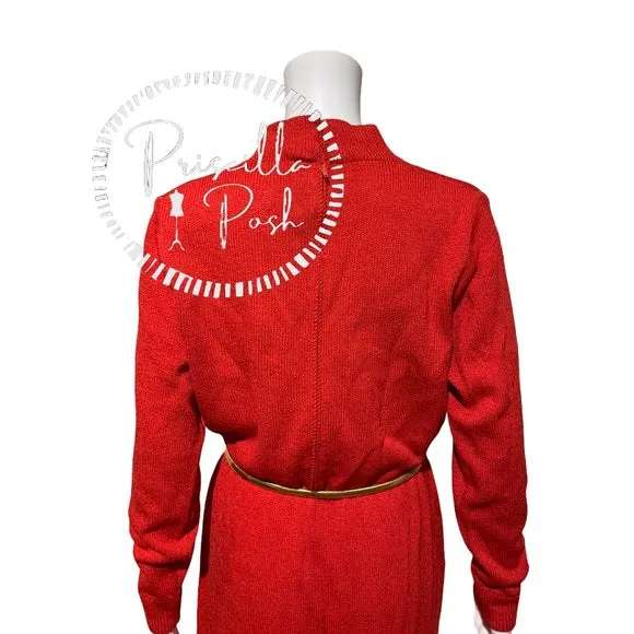 St. John Red Long-sleeve Sweater Dress Vintage