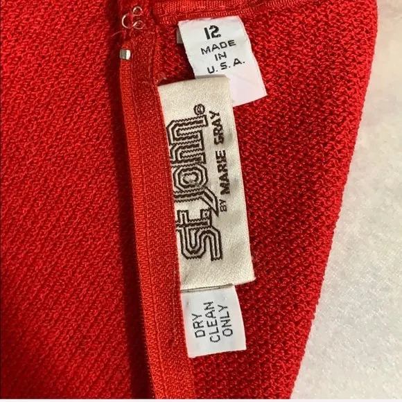 St. John Red Long-sleeve Sweater Dress Vintage