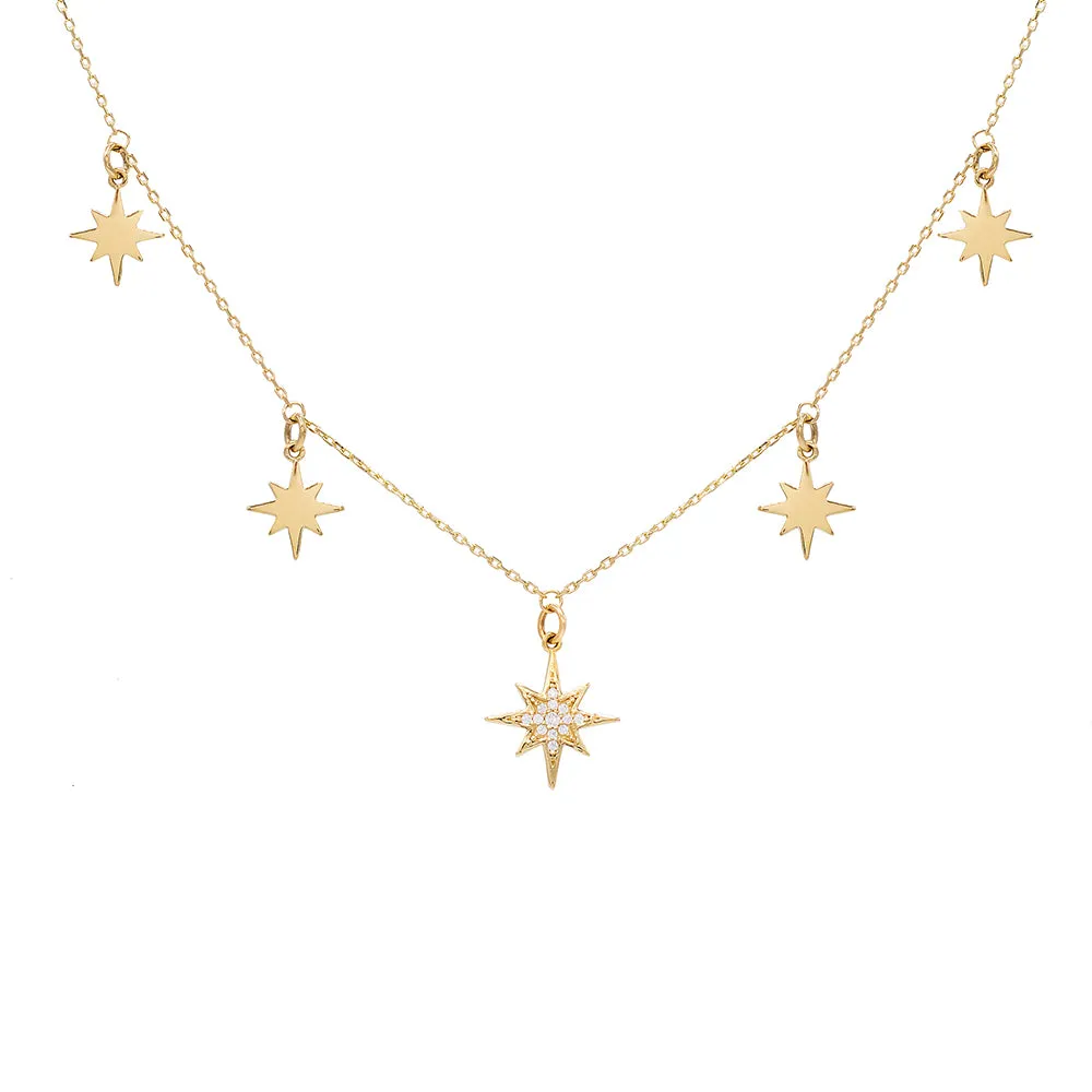 Starburst Charm Necklace 14K