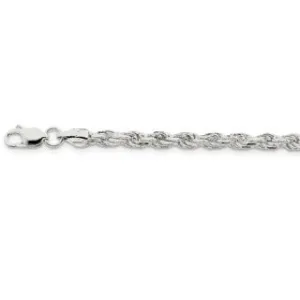 Sterling Silver (4.0mm) Diamond Cut Rope Chains (20" - 26")
