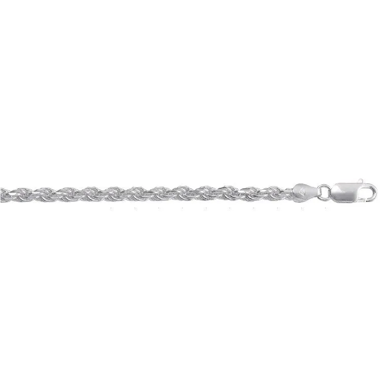 Sterling Silver (4.0mm) Diamond Cut Rope Chains (20" - 26")