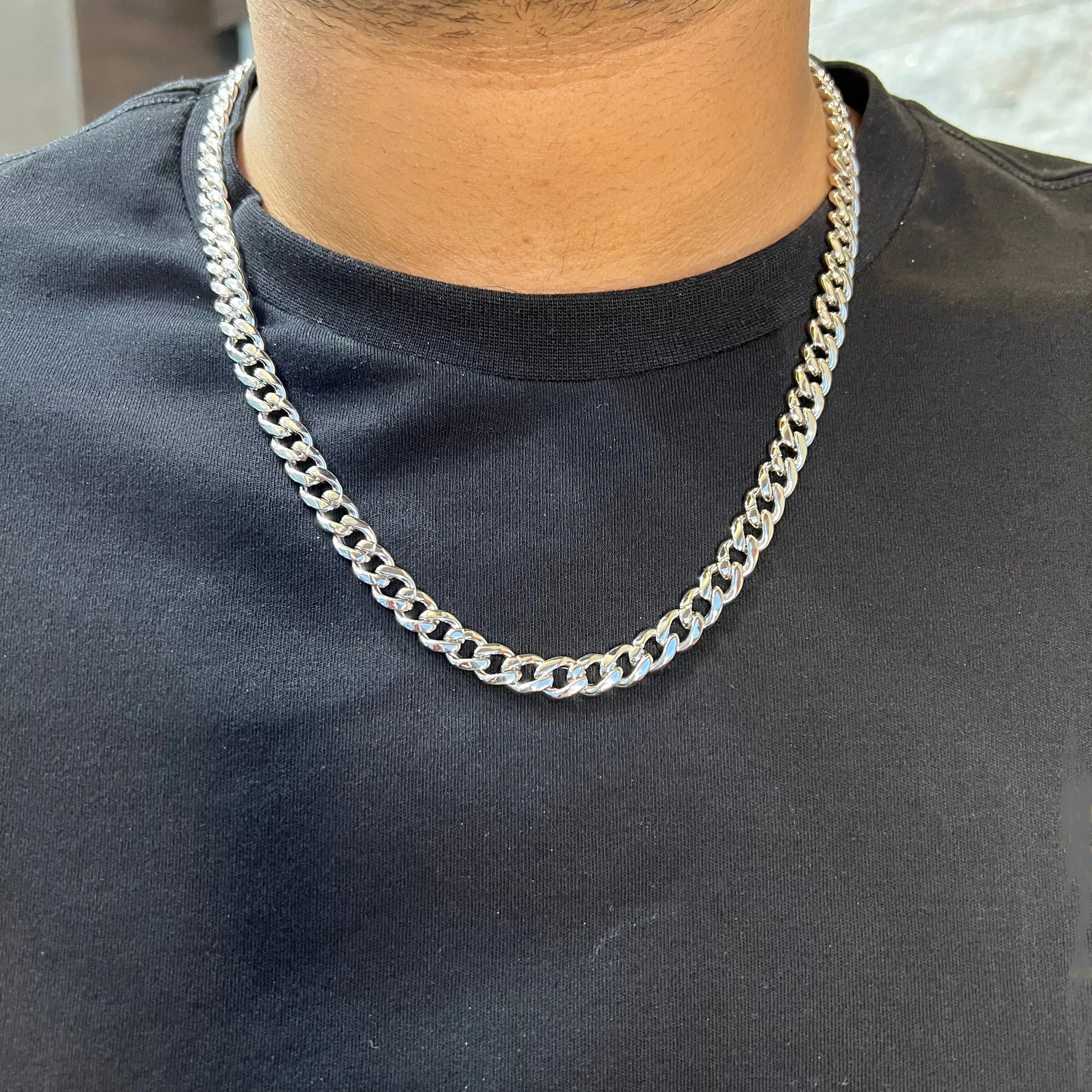 Sterling Silver (8mm) Miami Cuban CZ Chain (24")