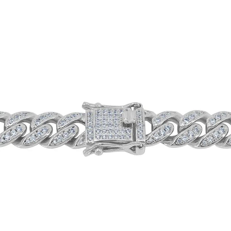 Sterling Silver (8mm) Miami Cuban CZ Chain (24")