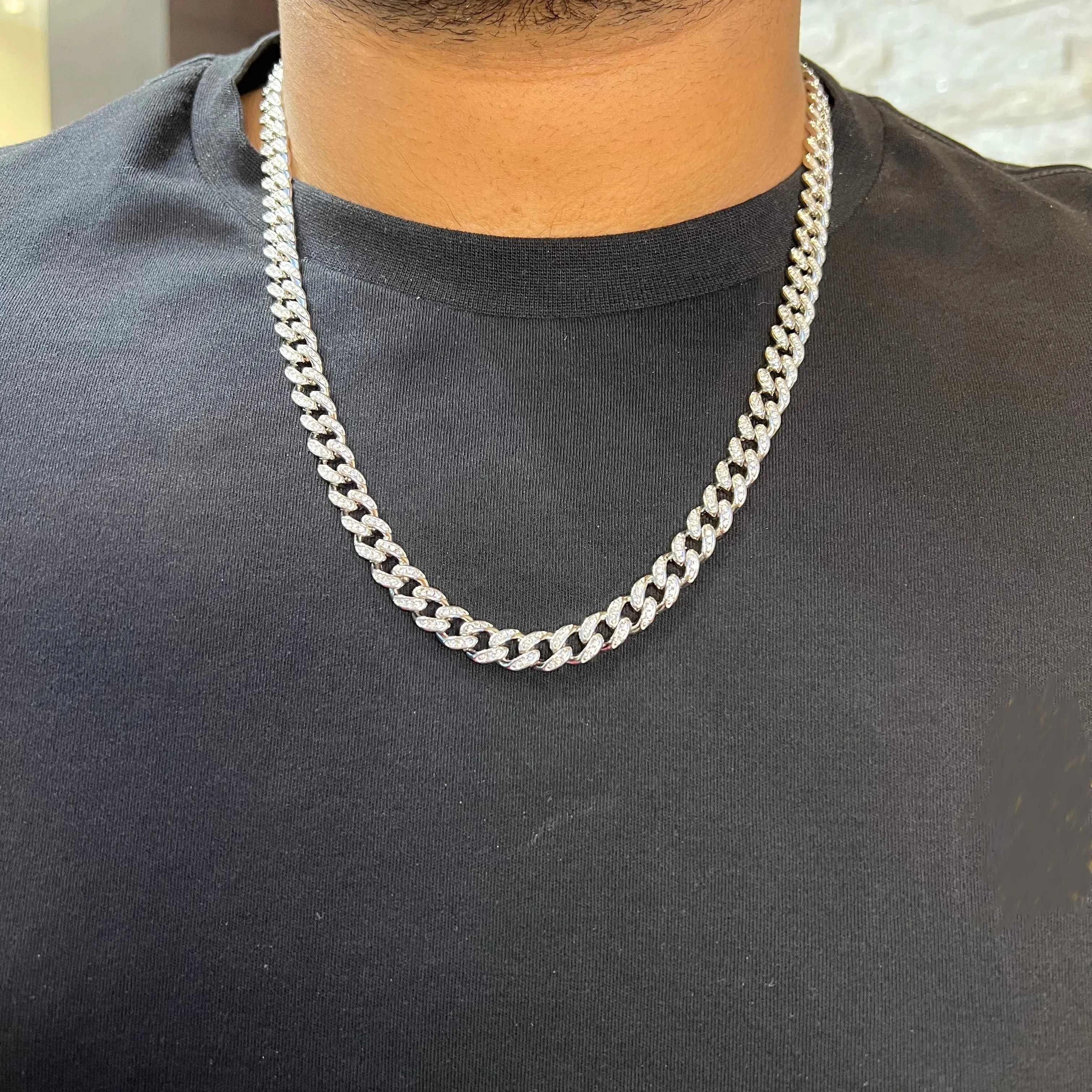 Sterling Silver (8mm) Miami Cuban CZ Chain (24")