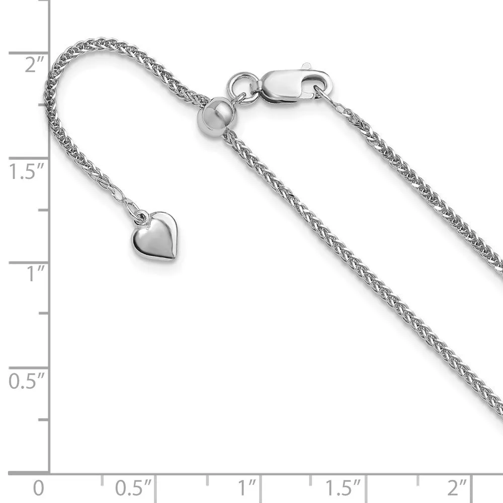 Sterling Silver Adjustable 1.45mm Dimond-cut Square Spiga Chain