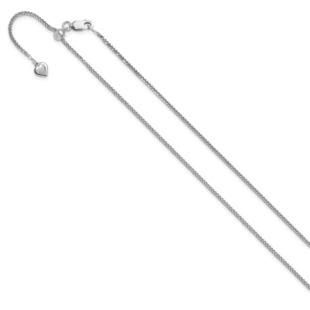 Sterling Silver Adjustable 1.45mm Dimond-cut Square Spiga Chain