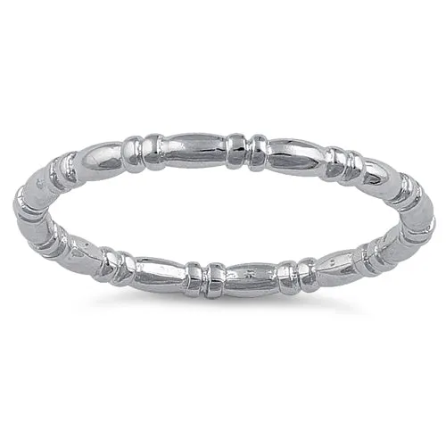 Sterling Silver Dainty Bead & Bar Band