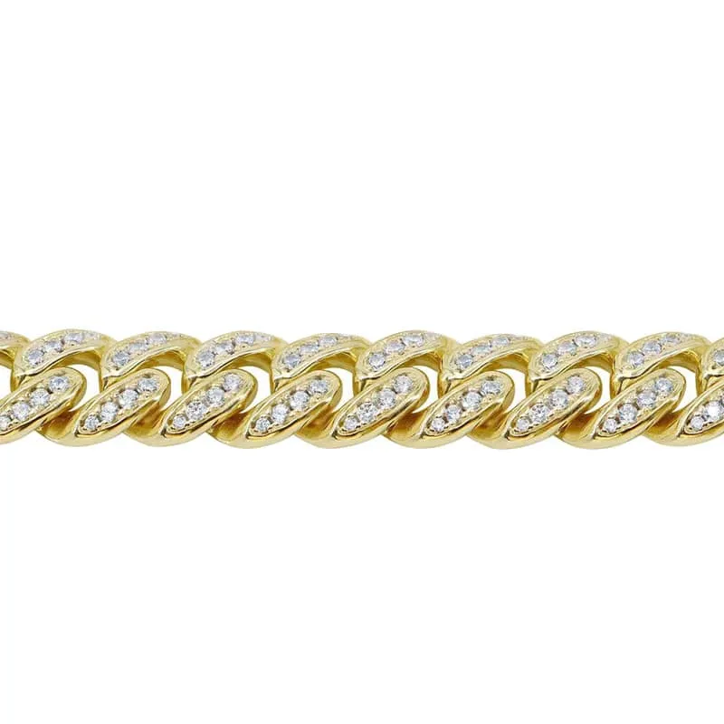 Sterling Silver Gold (10mm) Miami Cuban CZ Chain (20" - 24")