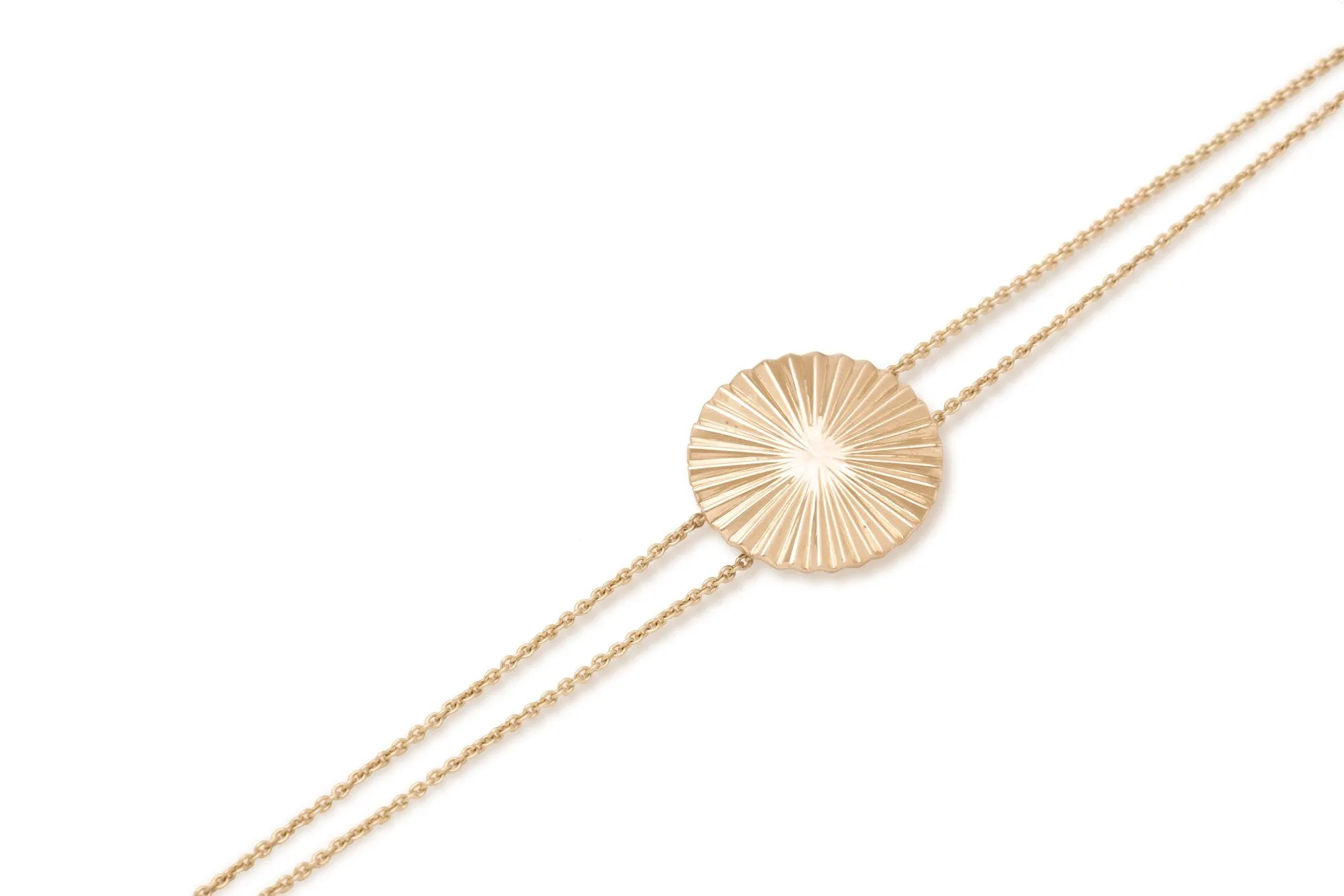 Studio Tara   I   Mulino 18K Gold Single Disk Double Chain Bracelet