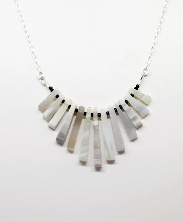Stunning Petite Fan Gemstones Necklace in Sterling Silver