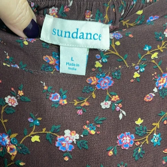 Sundance Catalog Lavender Grove Skirt Tiered Slit in Brown Floral Size Large