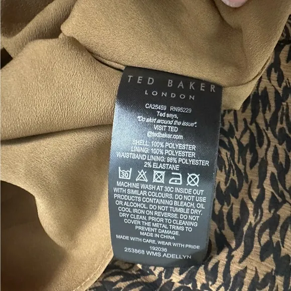 Ted Baker London Skirt Asymmetric Ruffle Brown Dainty Size UK 4 12 Large New